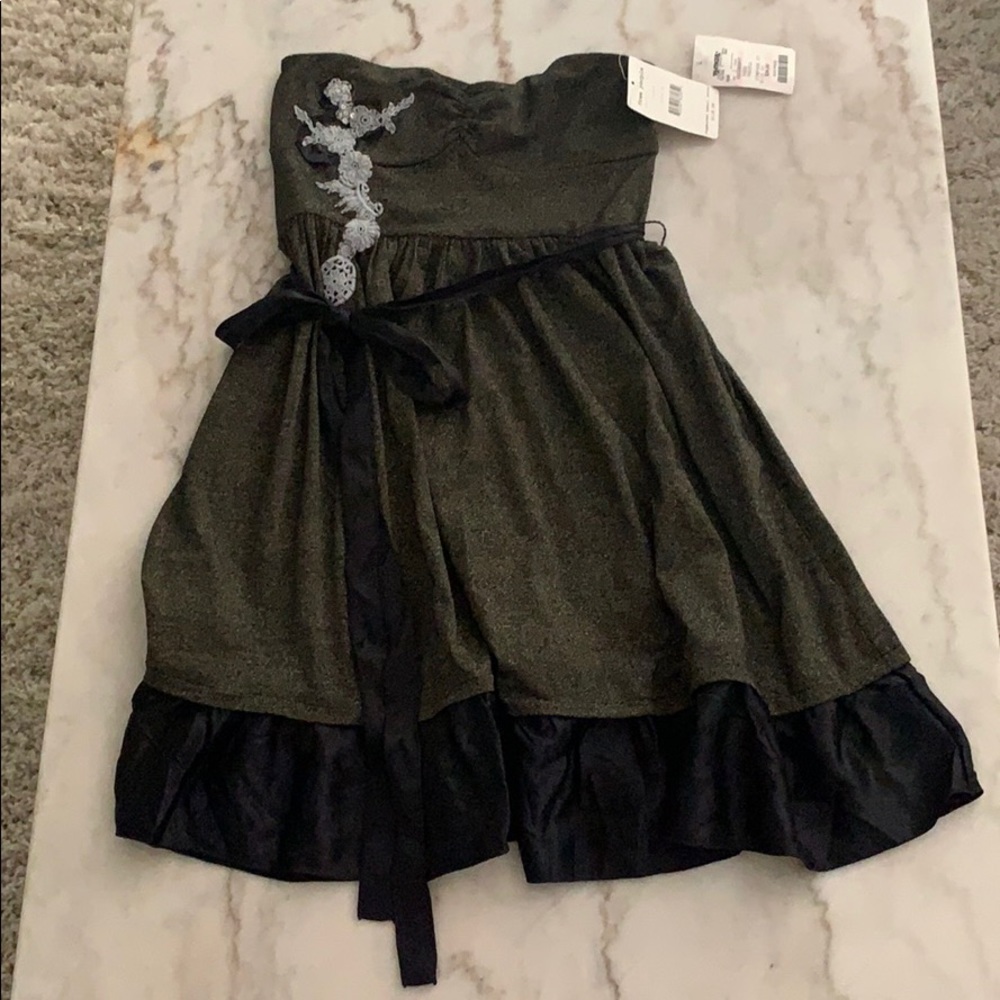 NWT Free People BOHO Strapless Black Gold Dress